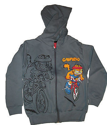 Garfield Gray Sweat Jacket Bicycling Youth Size 6-We Got Character