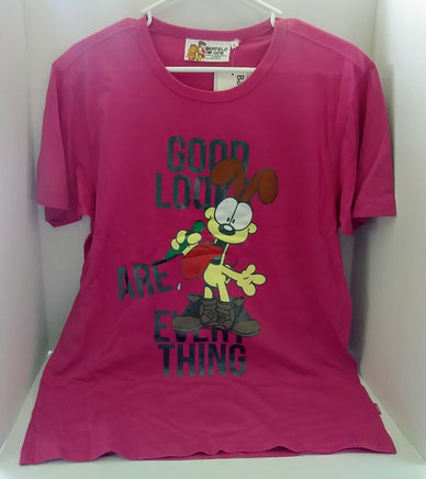 Garfield Odie Pink T-Shirt Good Looks Are Everything-We got Character