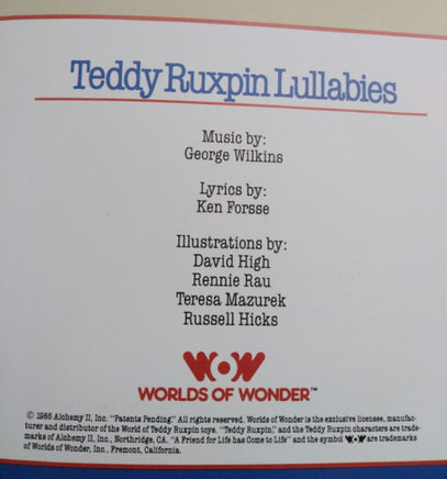 Teddy Ruxpin Lullabies HC Book-We Got Character
