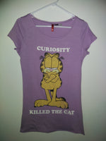 Garfield Purple T-shirt Curiosity Killed The Cat-We Got Character