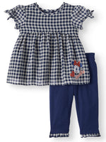 Minnie Mouse Short Sleeve Gingham Tunic Top & Leggings, 2pc Outfit Set (Baby Girls)-We Got Character